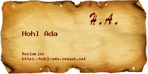 Hohl Ada névjegykártya
